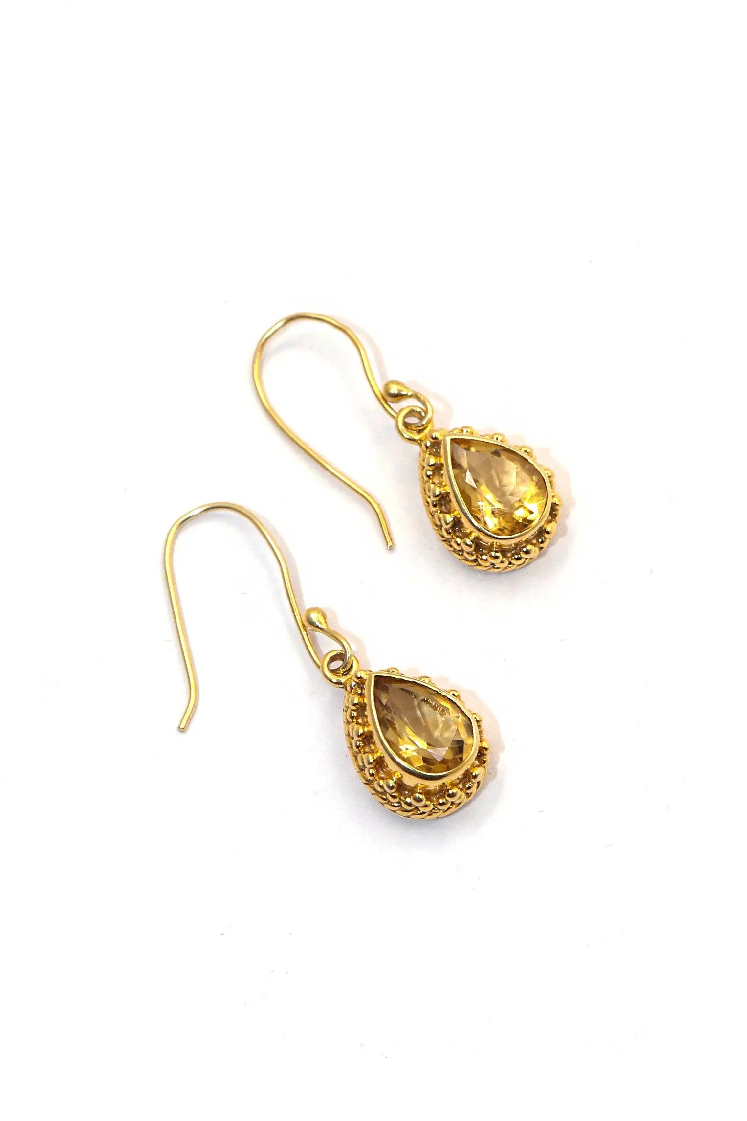 Gold Plating Minimalist Design Citrine Gemstone Earrings VJewels