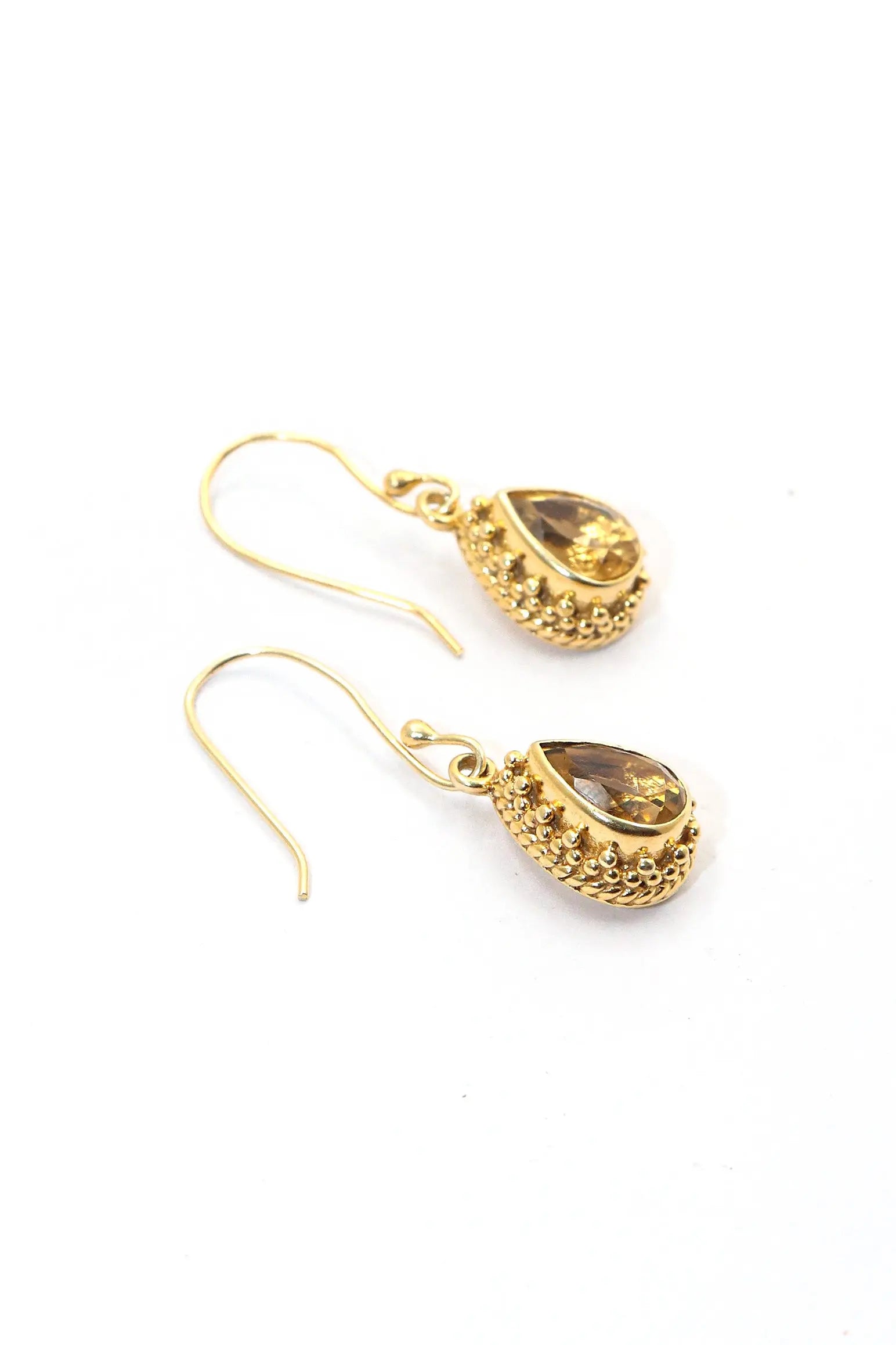 Gold Plating Minimalist Design Citrine Gemstone Earrings VJewels