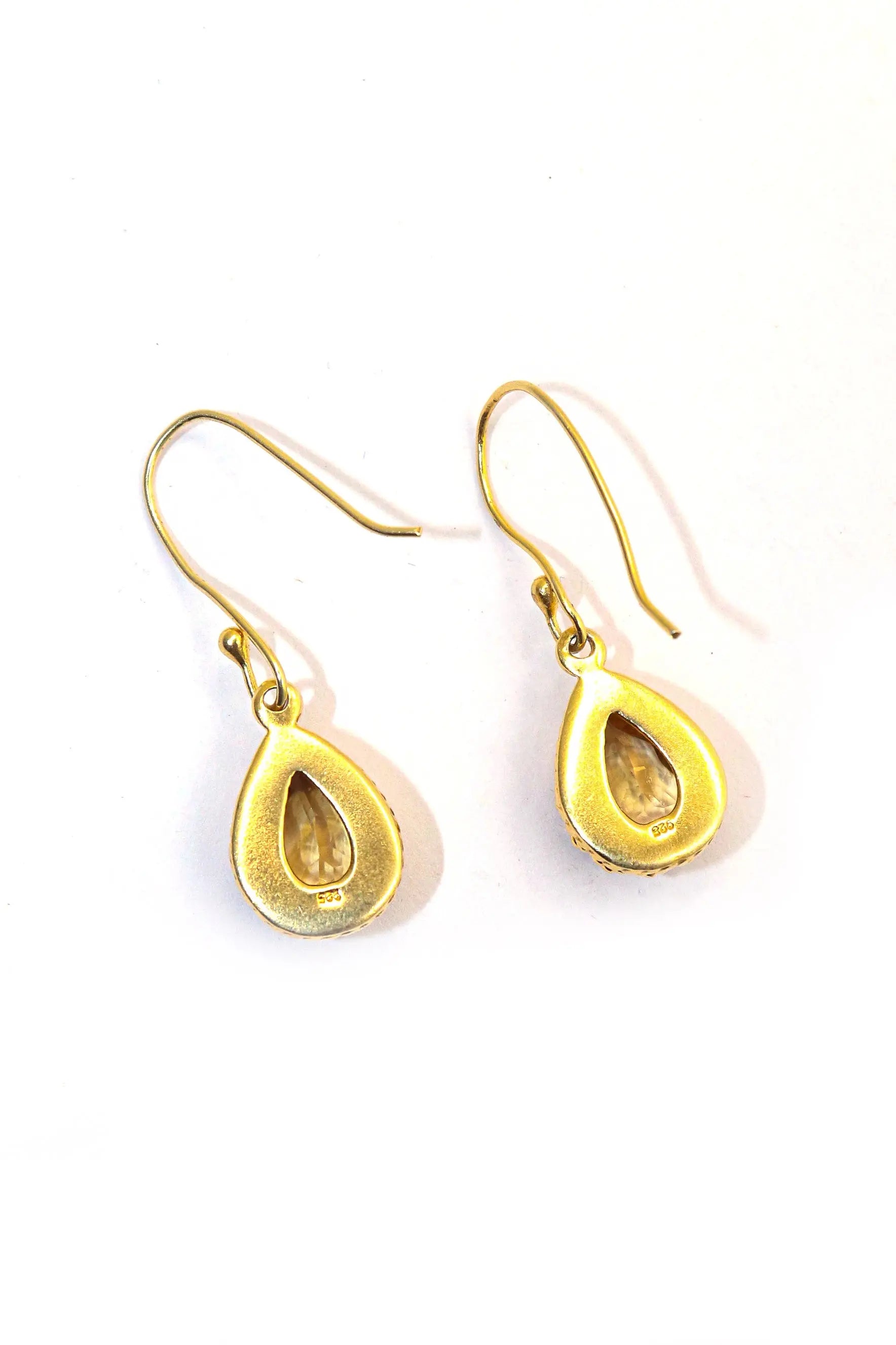 Gold Plating Minimalist Design Citrine Gemstone Earrings VJewels