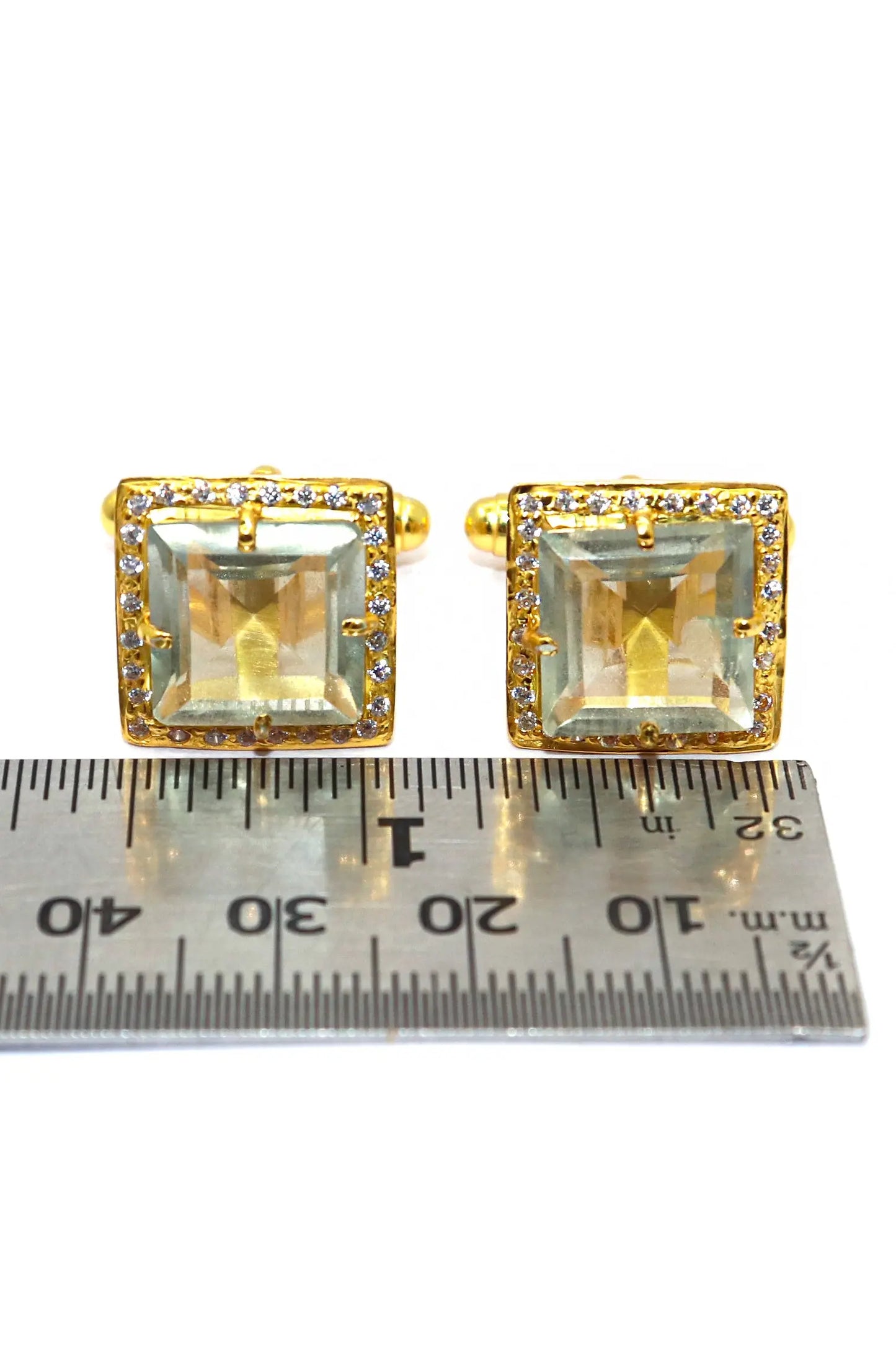 Green Amethyst with Zircon cufflinks Jewelry VJewels