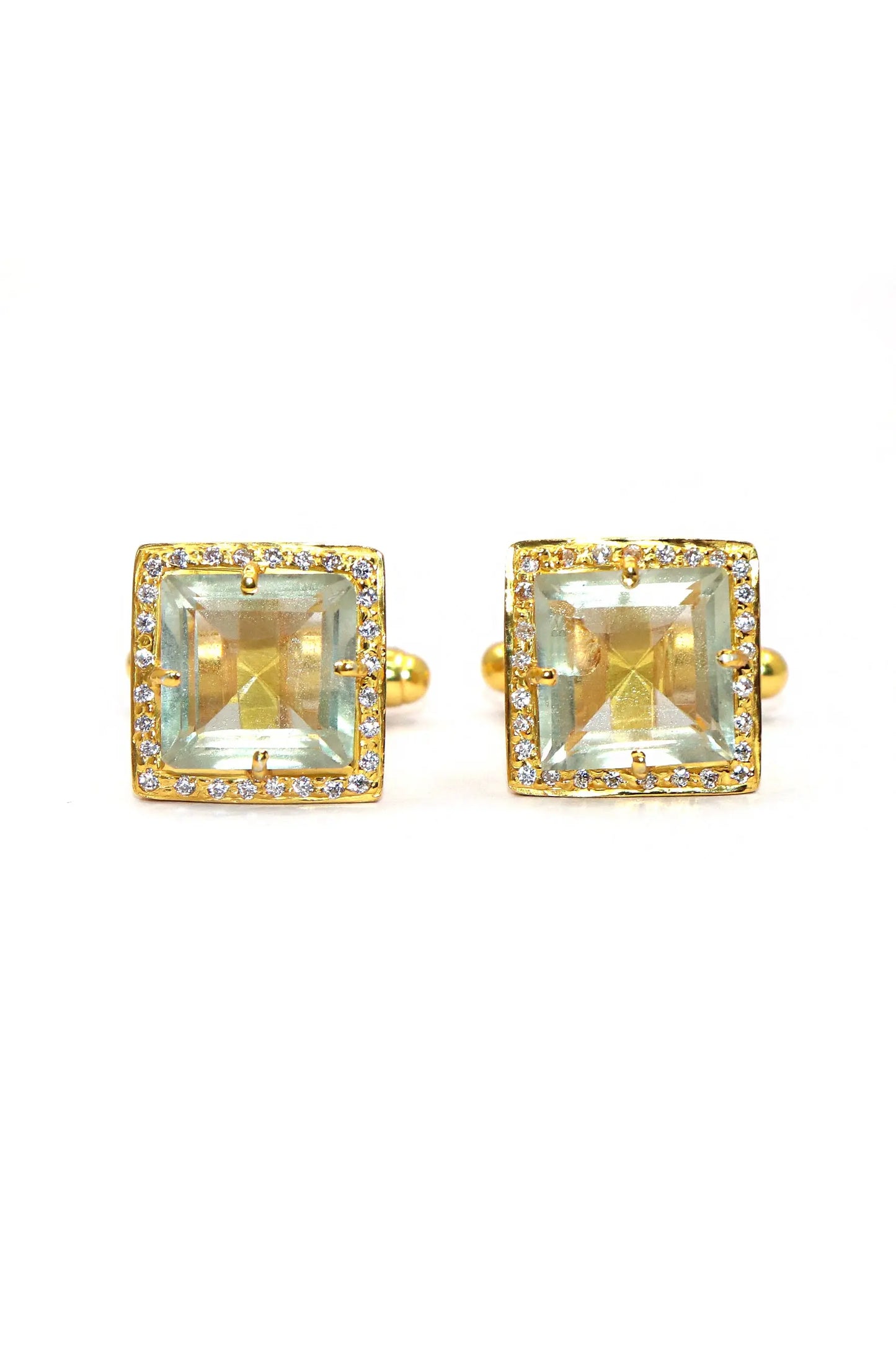 Green Amethyst with Zircon cufflinks Jewelry VJewels