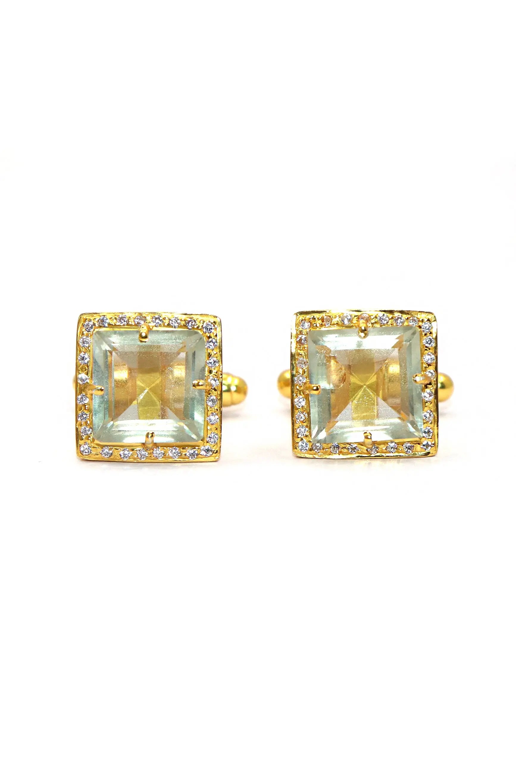 Green Amethyst with Zircon cufflinks Jewelry VJewels