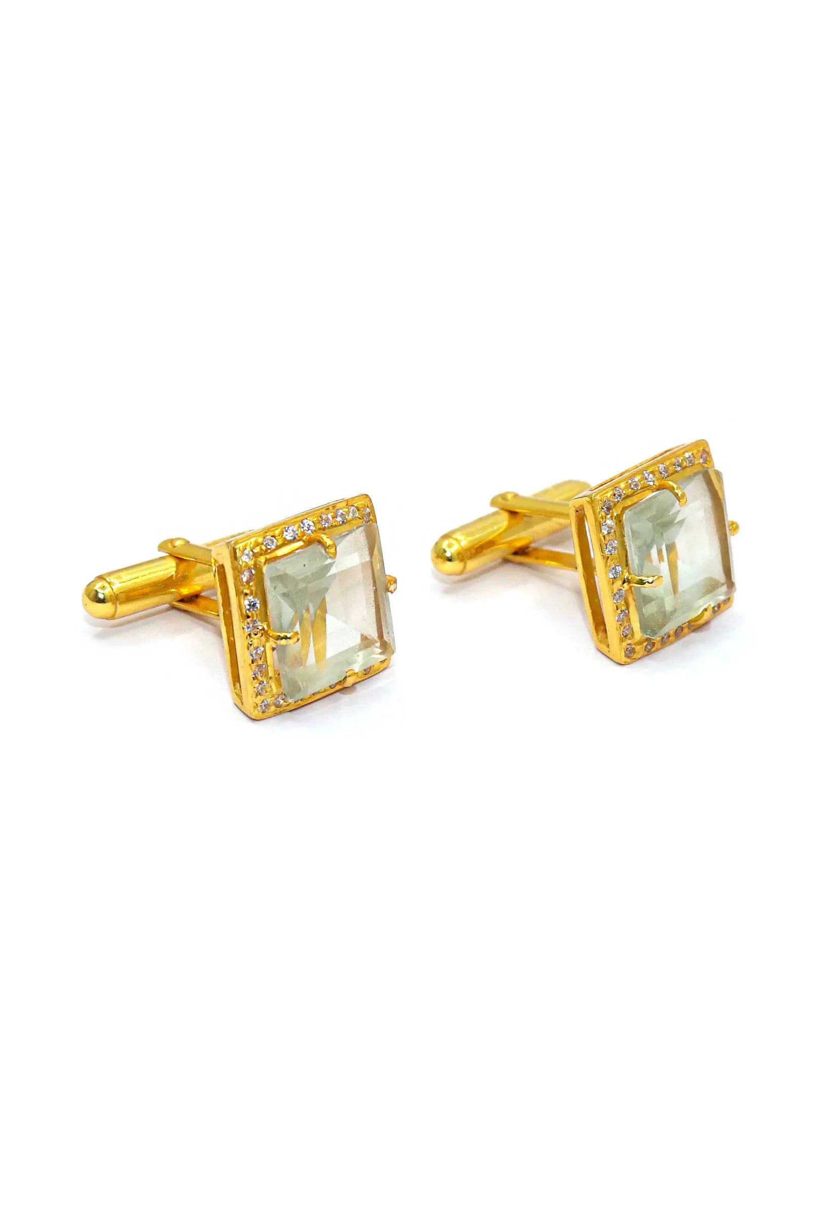 Green Amethyst with Zircon cufflinks Jewelry VJewels