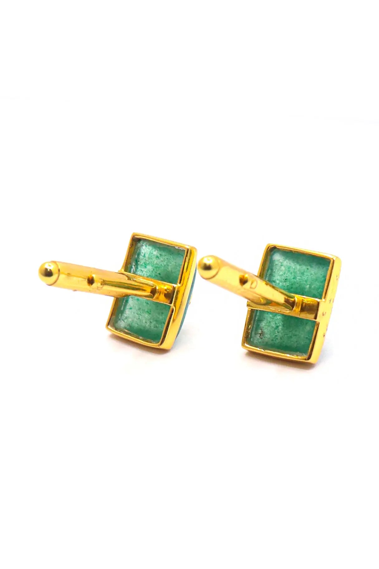 Handcrafted Artisan Cufflinks with Gold Plating Moissanite and Green Onyx Gemstones Cufflinks for Men's VJewels