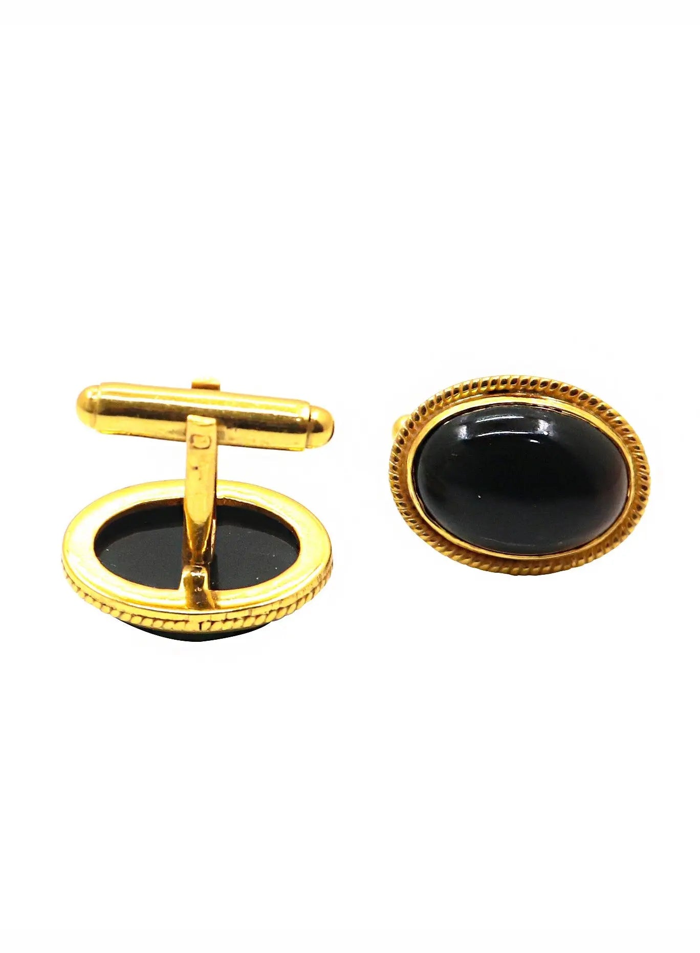 Black Onyx Gemstone Gold Plated Cufflinks Jewelry - VJewels