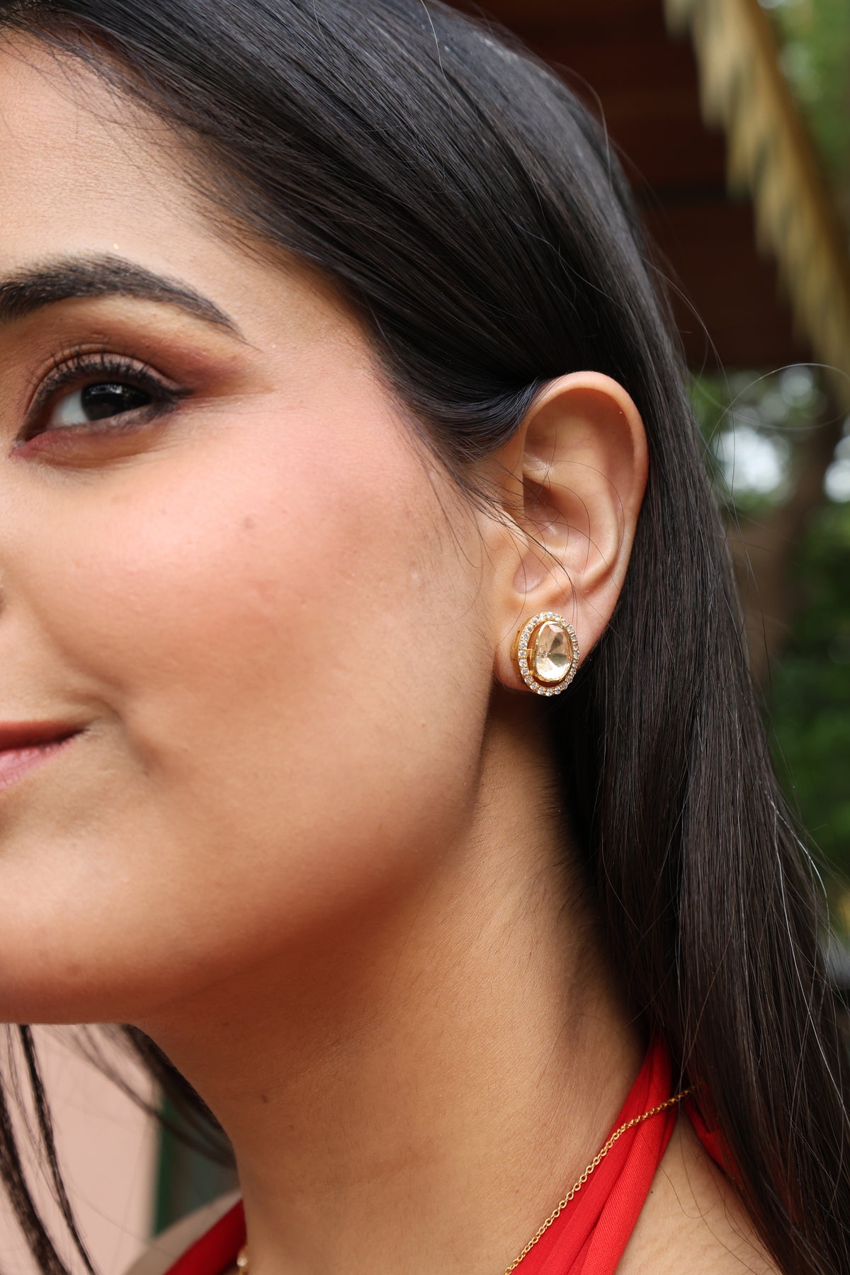 Moissanite Gold Plated Stud I