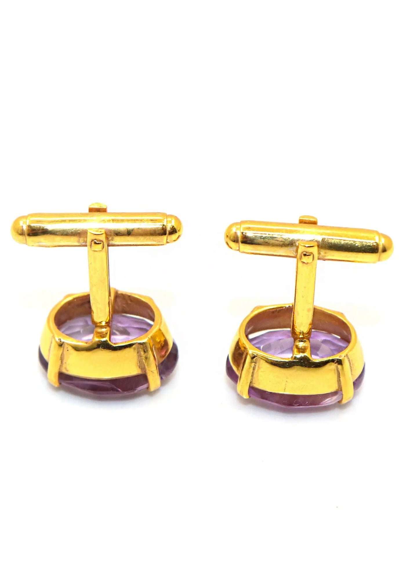 Purple Amethyst Gemstone Gold Plated Cufflinks Jewelry - VJewels