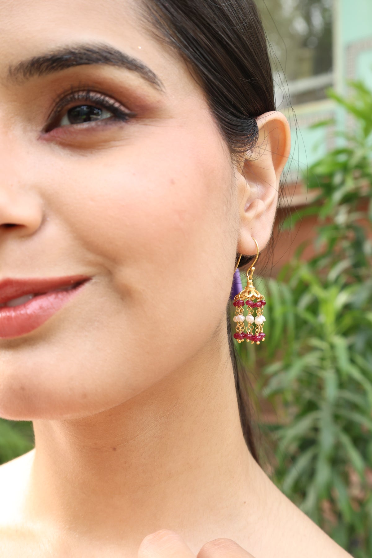 Ruby & Pearl Sovereign Earring