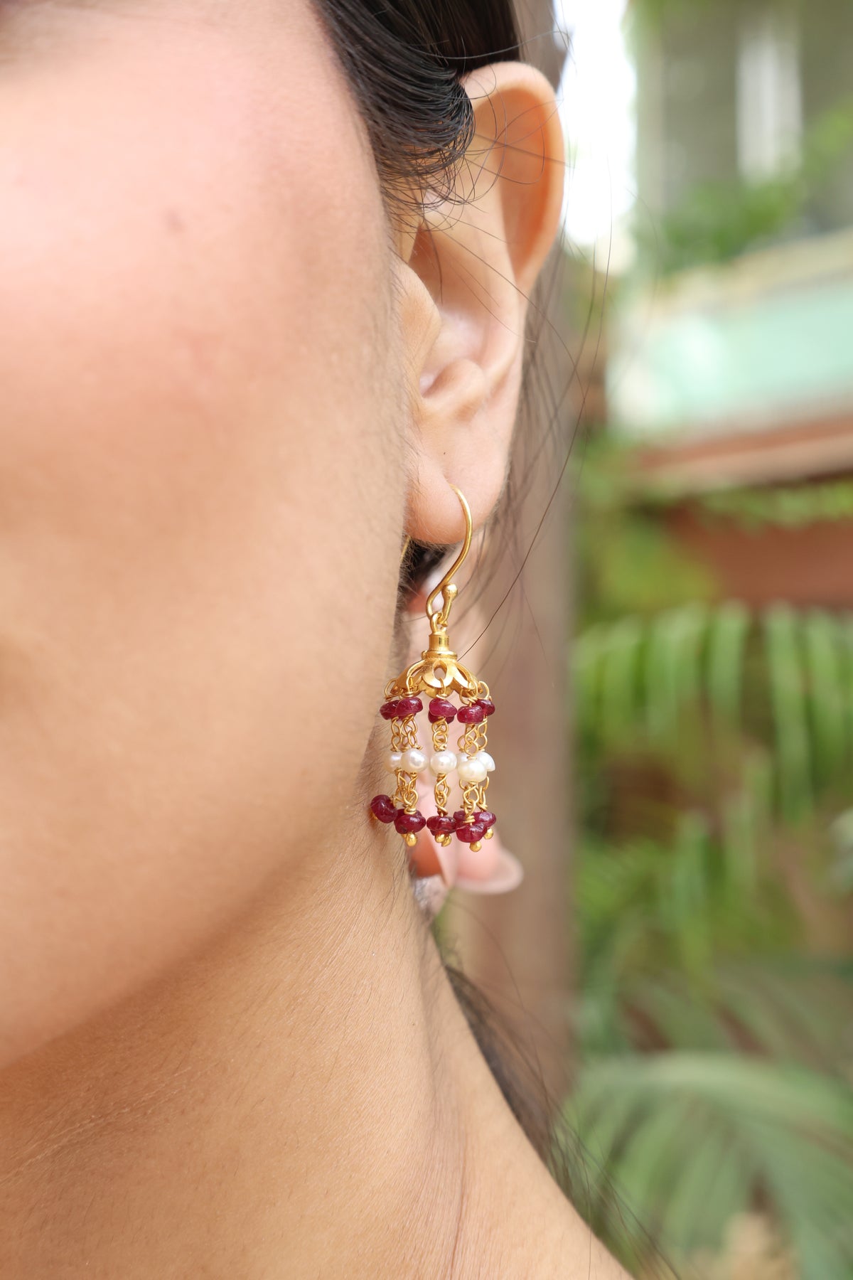 Ruby & Pearl Sovereign Earring