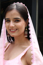 Emerald & Pink Tourmaline Royal Pearl Long Earring