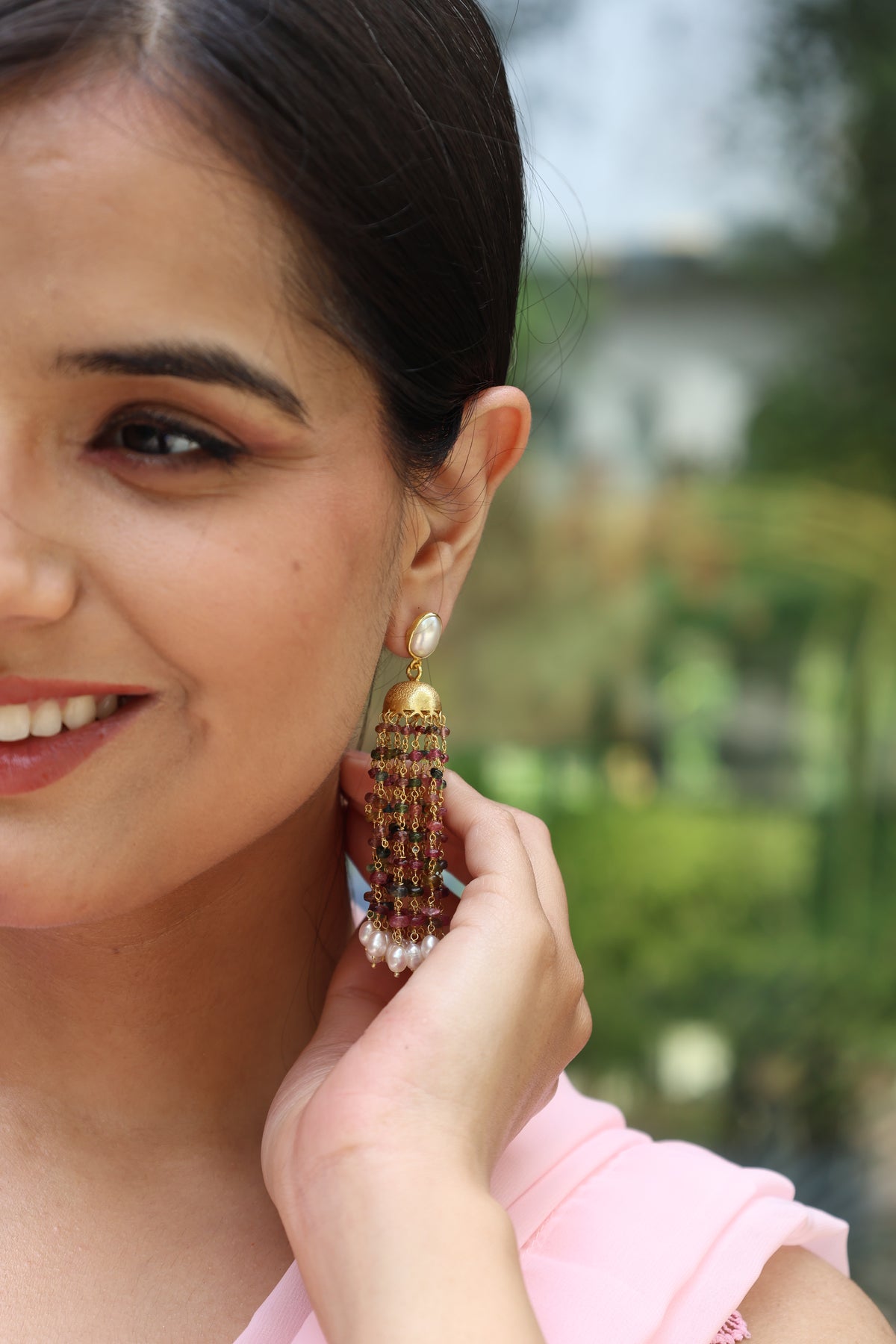 Tourmaline & Pearl Regal Drop Earring