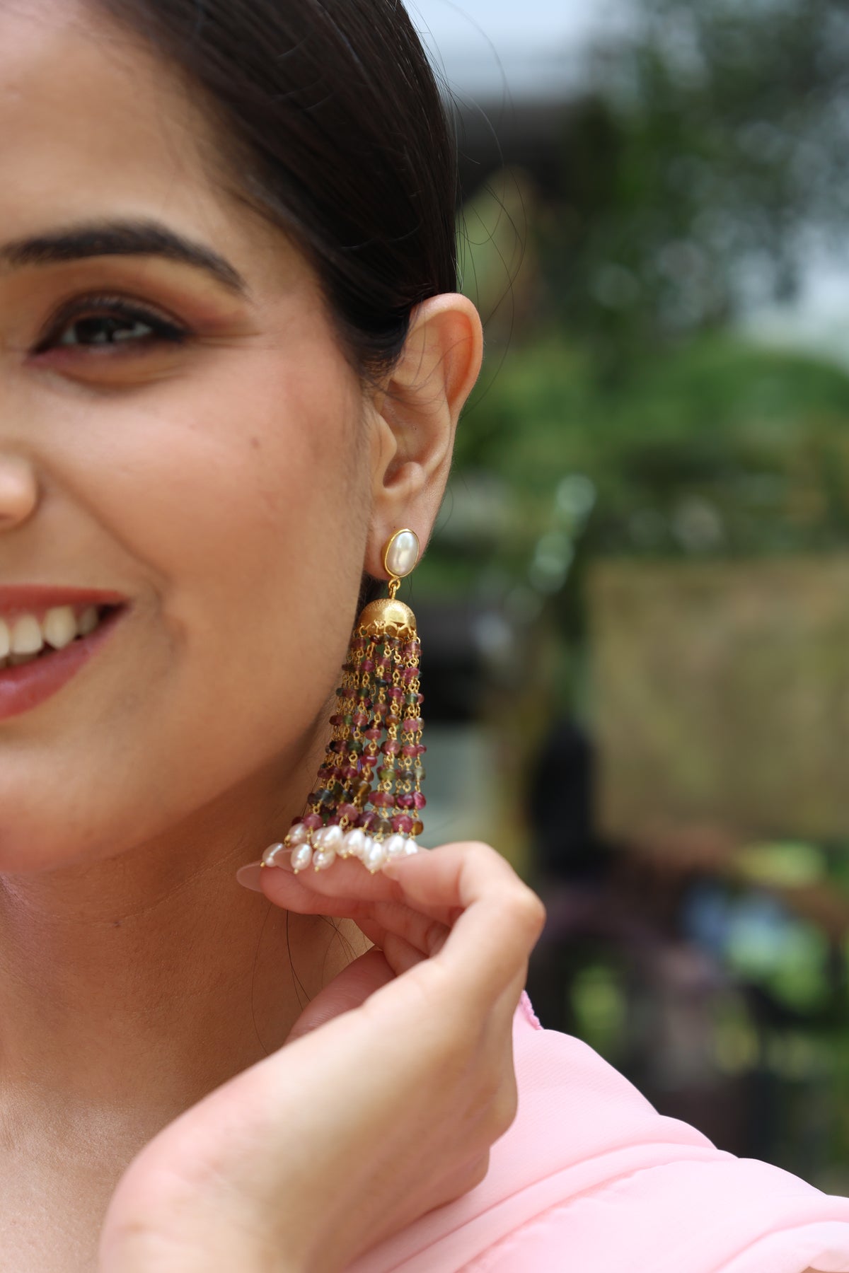 Tourmaline & Pearl Regal Drop Earring