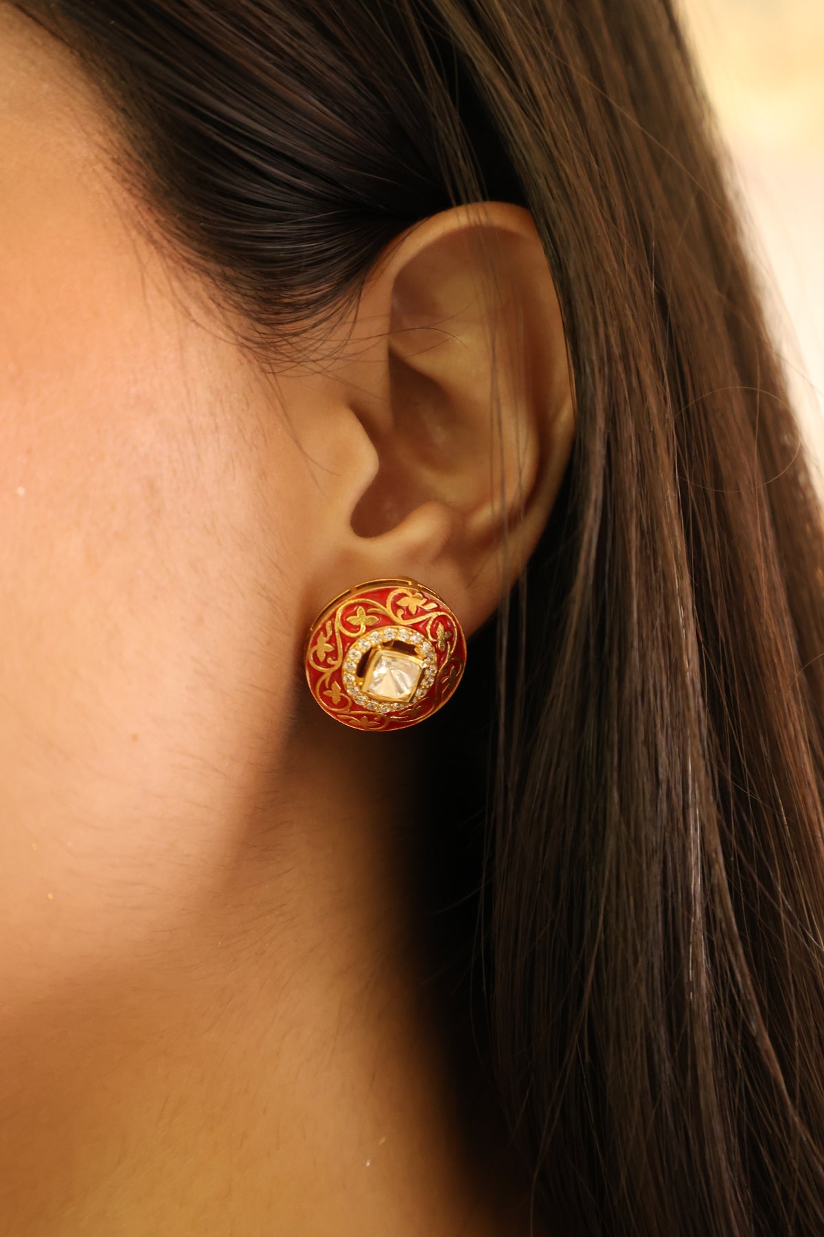 Moissanite Enamel Imperial Stud I