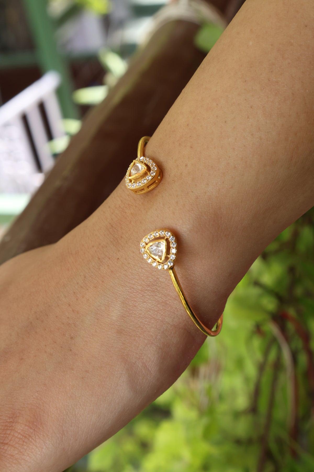 Moissanite Gold Plated Sovereign Bangle Bracelet III