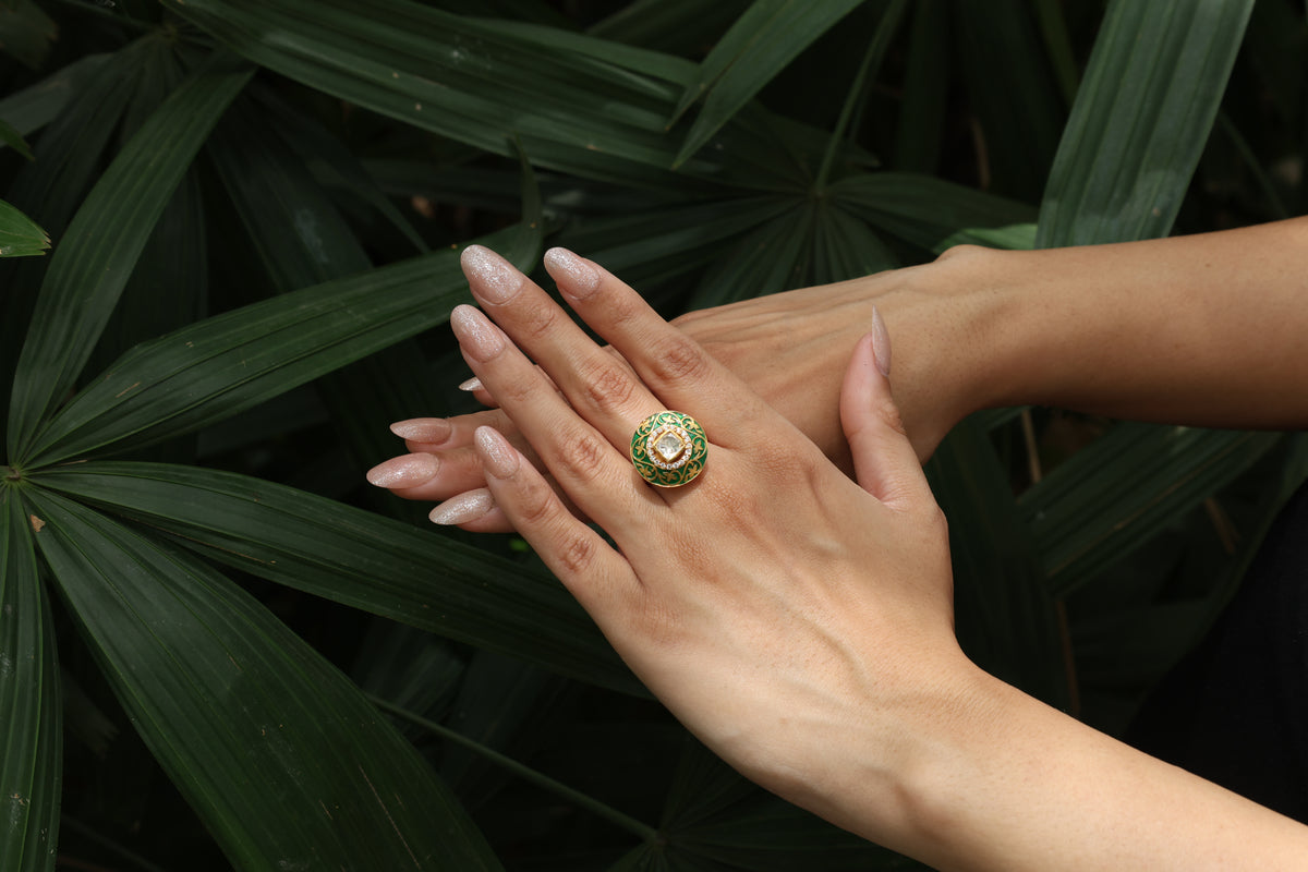 Moissanite Enamel Royal Ring I