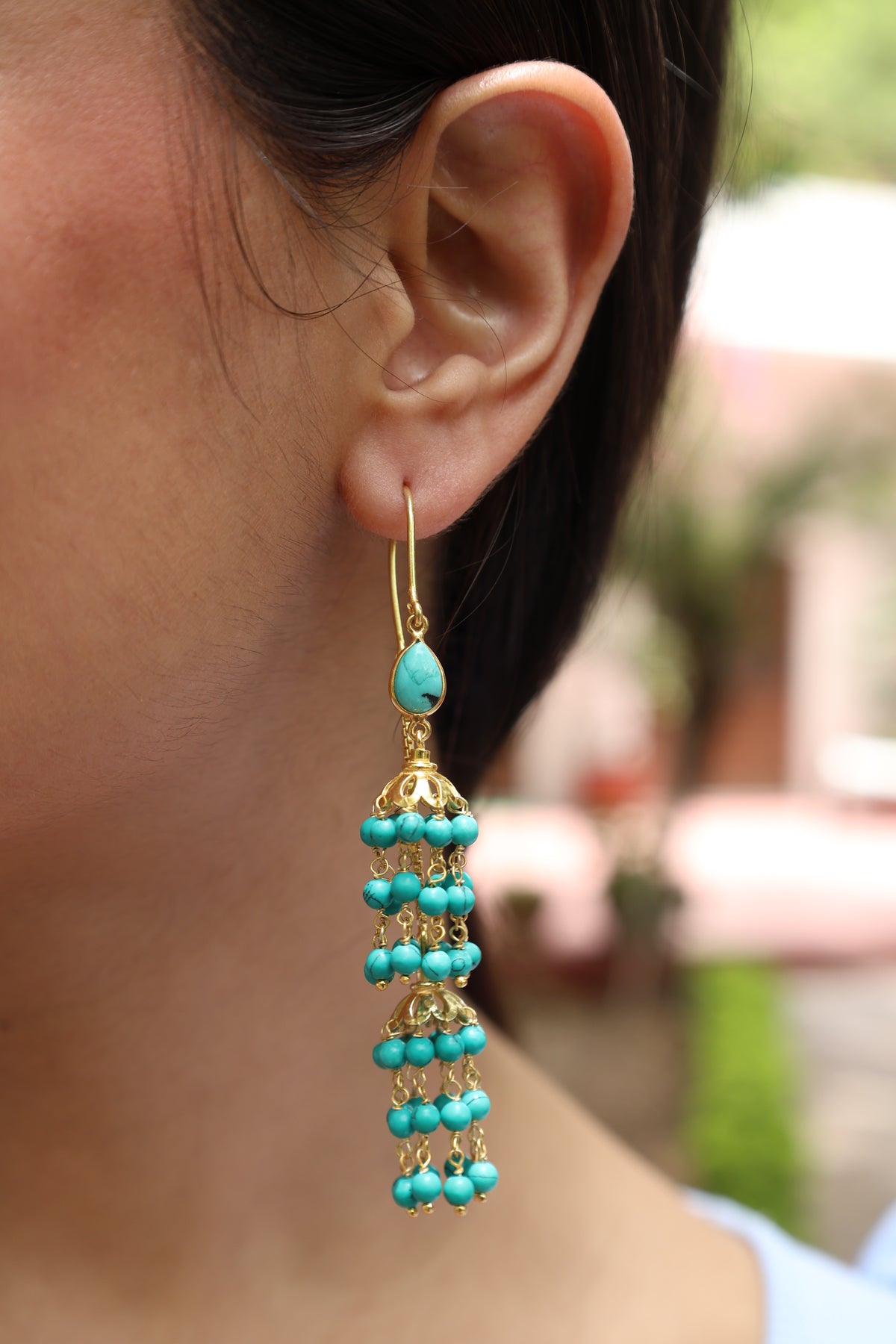 Turquoise Sui Dhaga Royal Earring