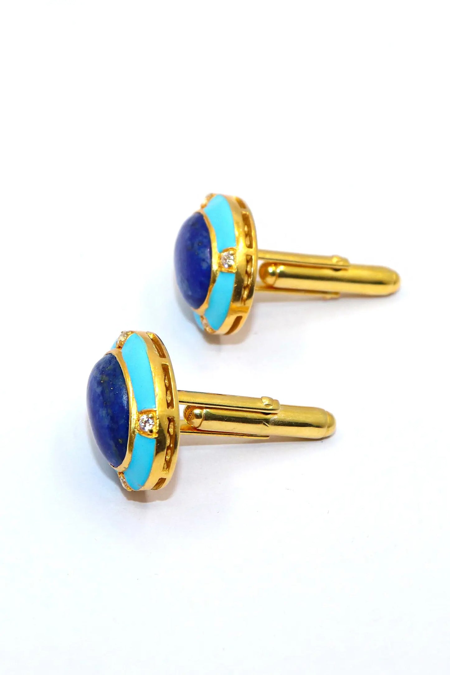 Lapis Lazuli Gemstone Cufflinks Men's Jewelry VjewelsIndia