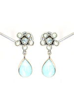 Larimar with Blue Topaz And Pearl Gemstone Earring Jewelry VJewels