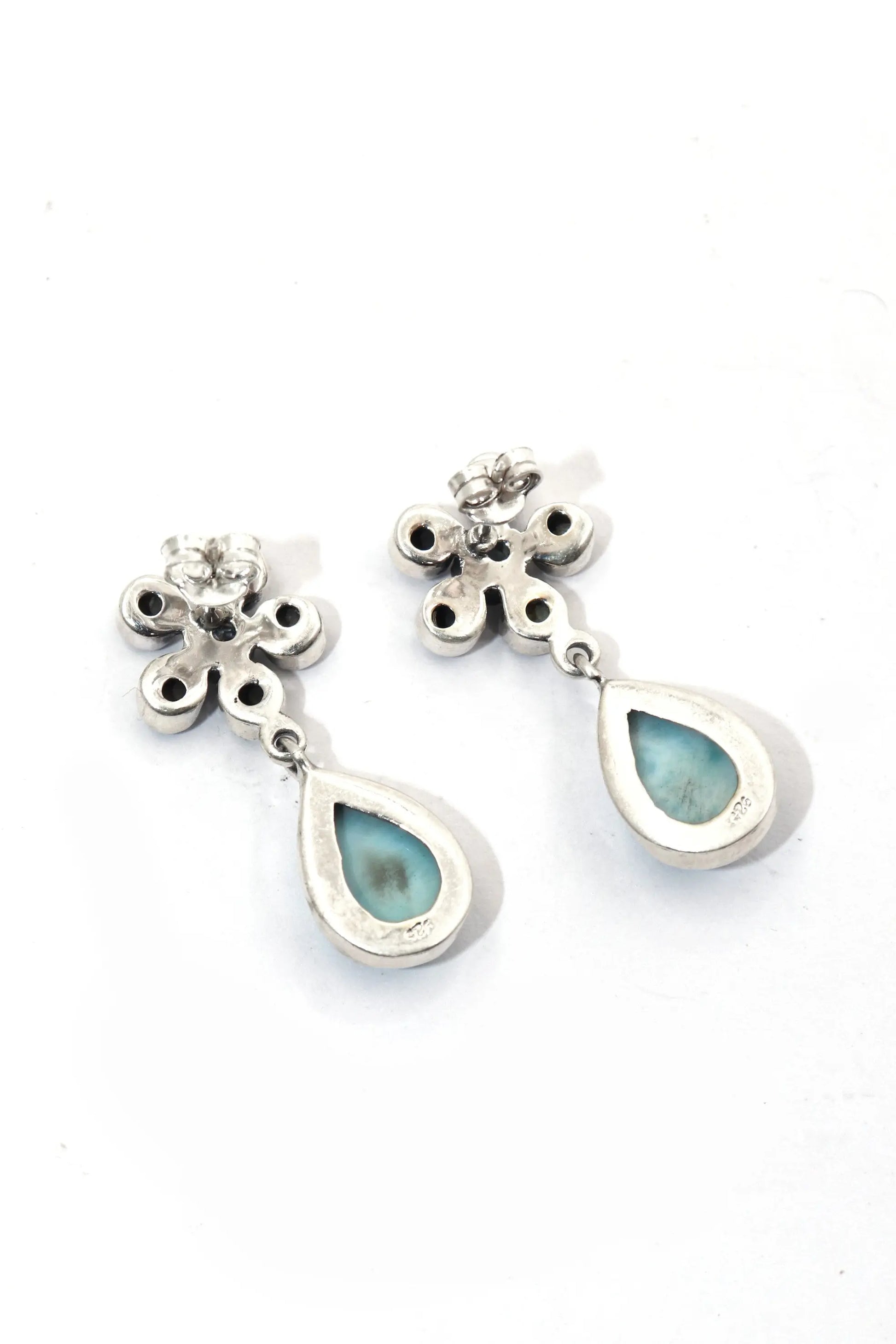 Larimar with Blue Topaz And Pearl Gemstone Earring Jewelry VJewels