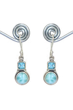 Light Weight Minimalist Design Larimar with Blue Topaz Gemstone Earring Jewelry VJewels