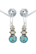 Lightweight Designer Earring With Blue Copper Turquoise And Citrine Gemstone Earrings VJewels