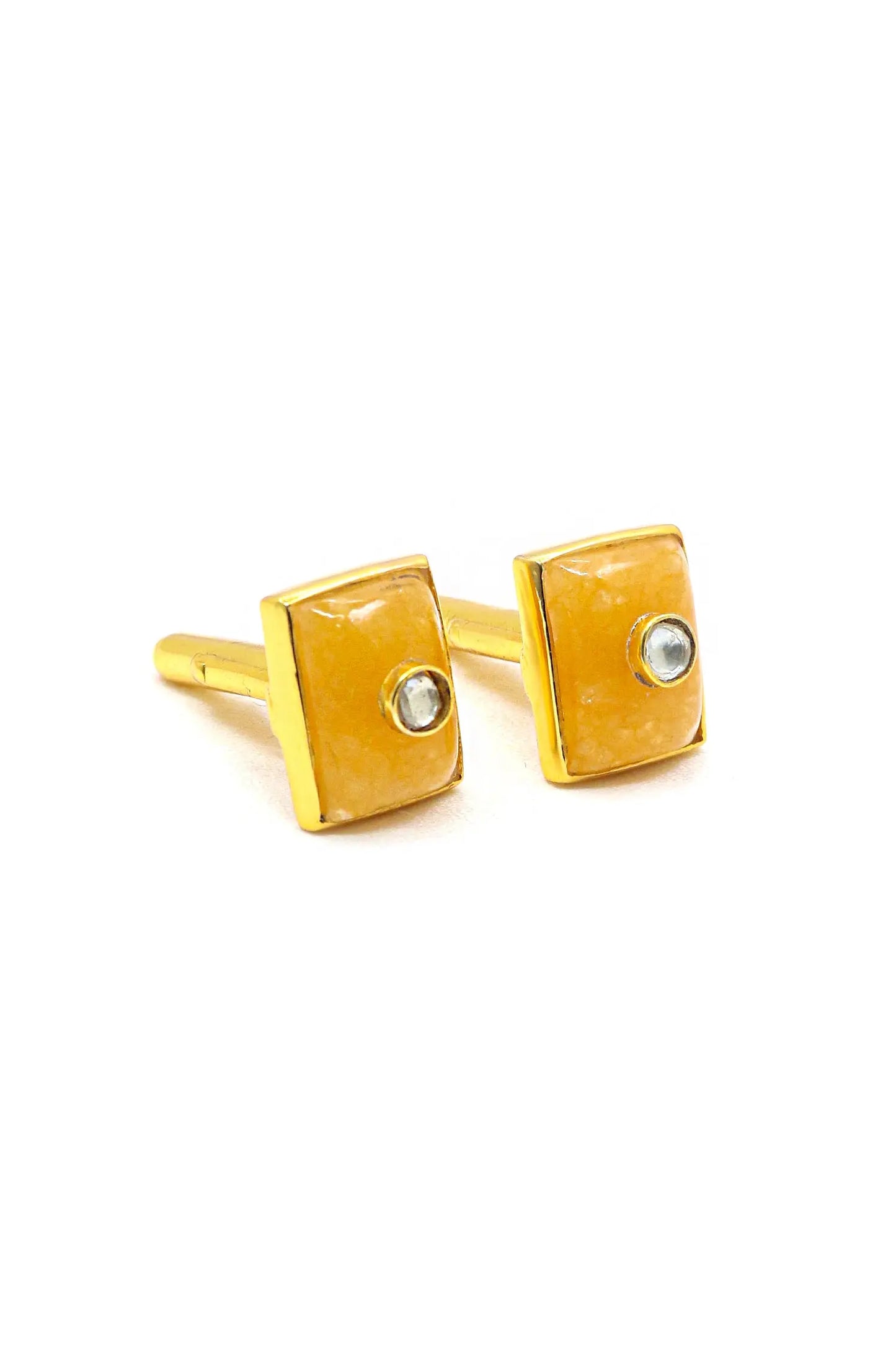 Luxury Men’s Cufflinks with Moissanite and Mango Quartz's Gemstones in Gold Plating Jewelry VJewels