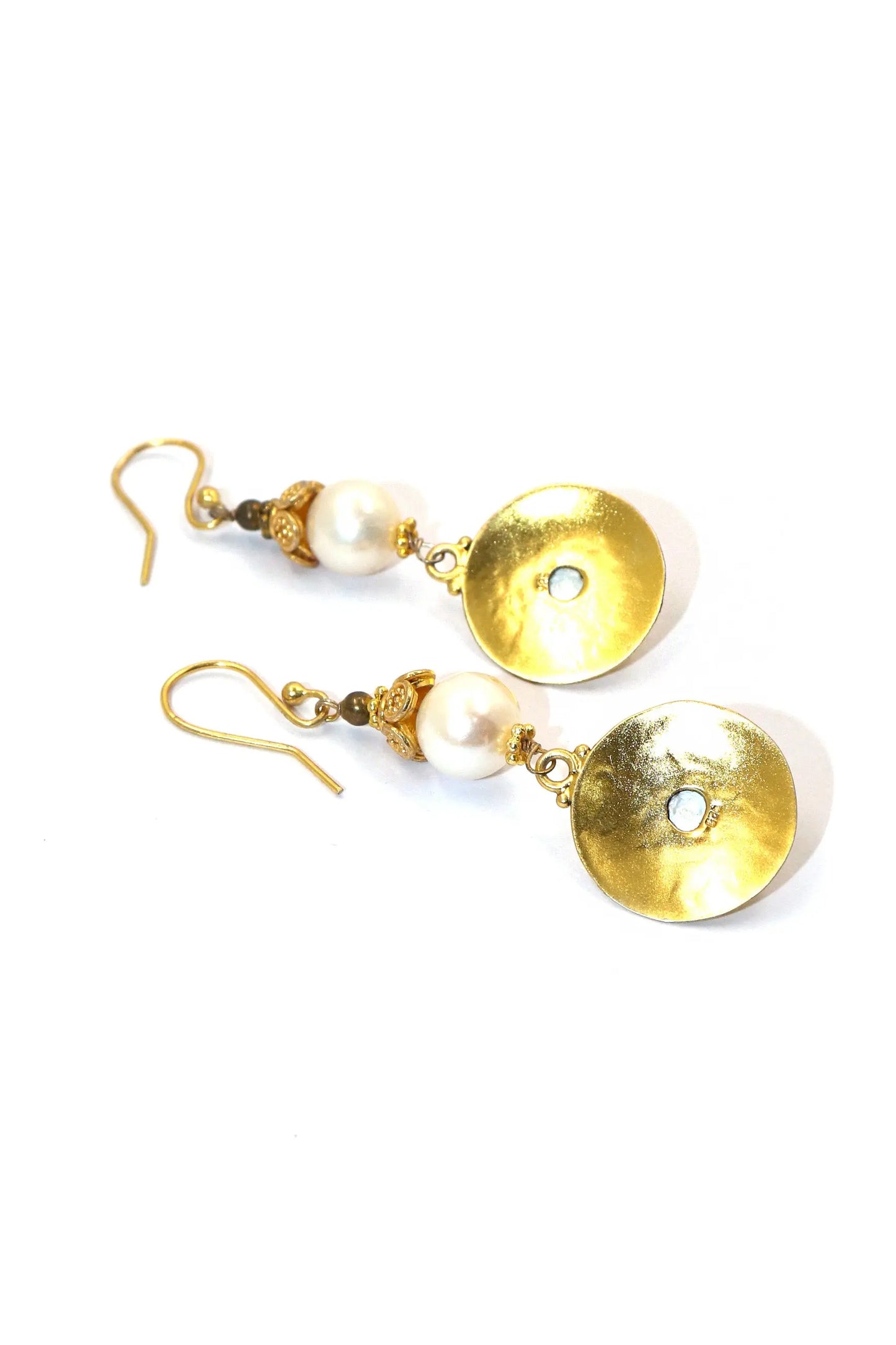 Modern Elegance: Gold-Plated Pearl Gemstone Dangle Earring Jewelry VJewels