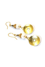 Modern Elegance: Gold-Plated Pearl Gemstone Dangle Earring Jewelry VJewels