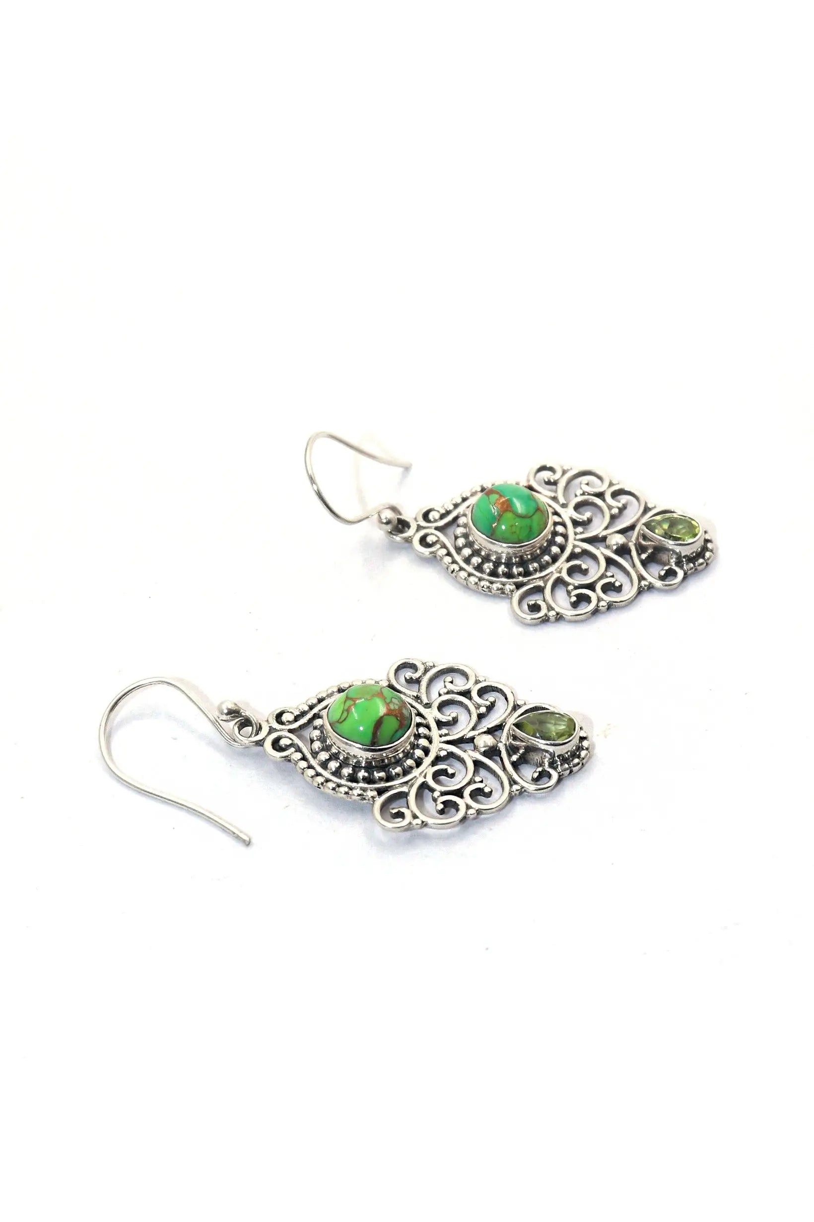 Modern Touch Turquoise and Peridot Gemstone Earrings VJewels