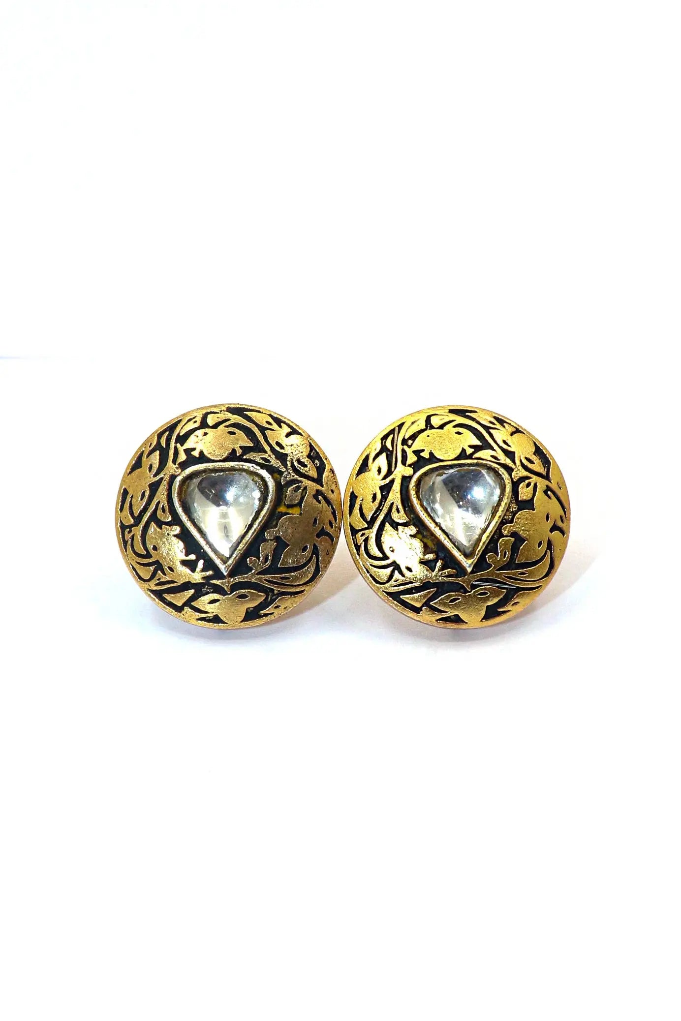 Moissanite Round Studs Carved Designer Earring Jewelry VJewels