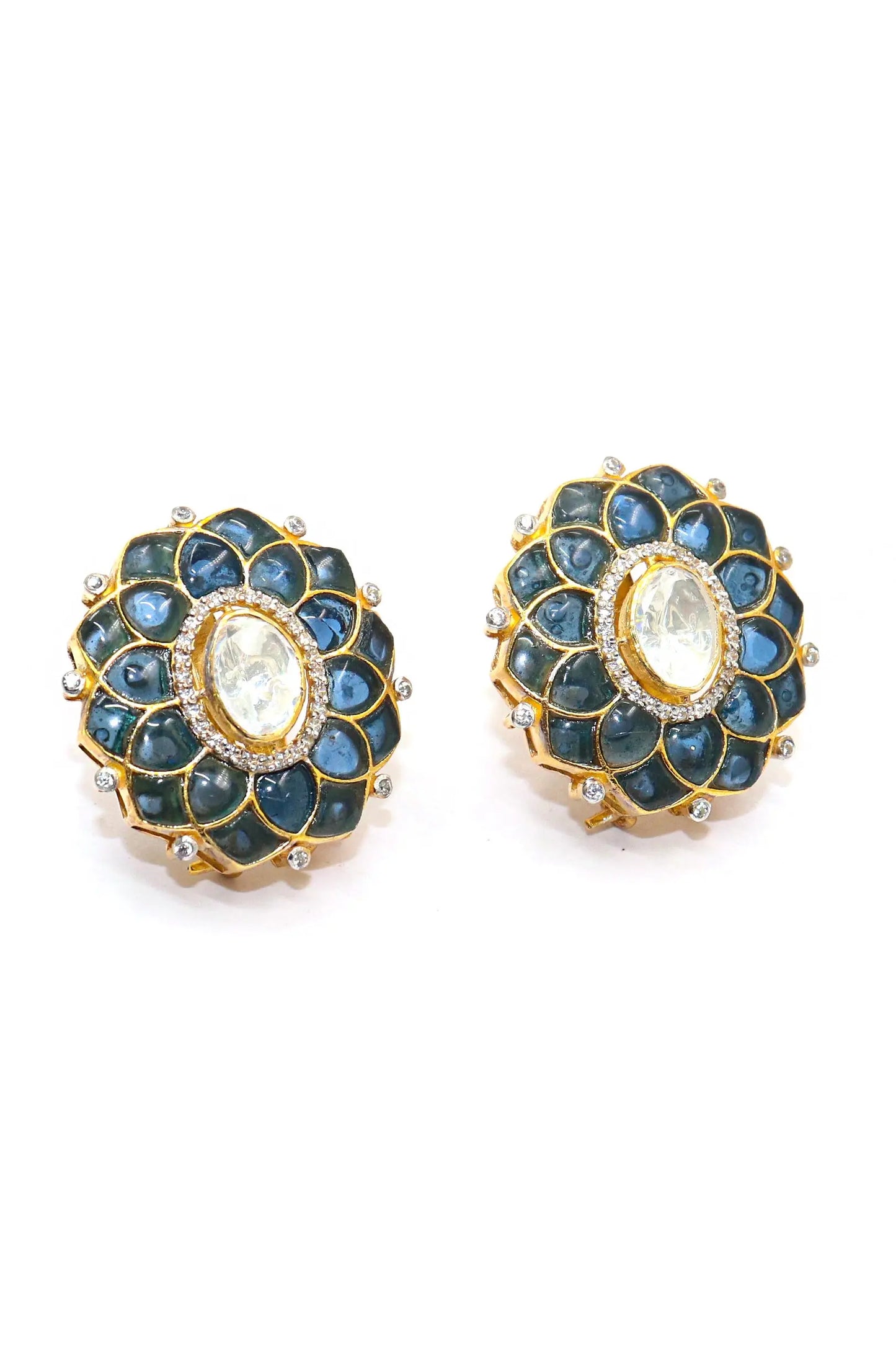 Multi Gemstone Floral Design Stud Earring Jewelry VJewels