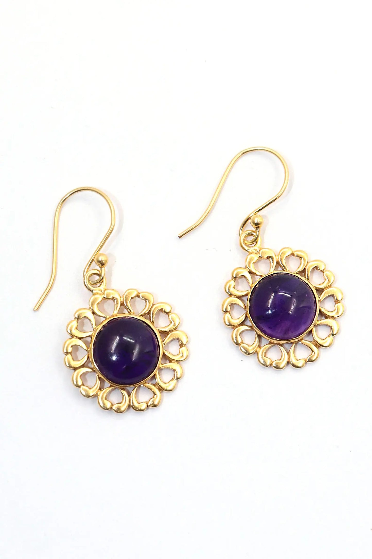 New Arrival Trendy Flower Design with Amethyst Gemstone Earrings VJewels