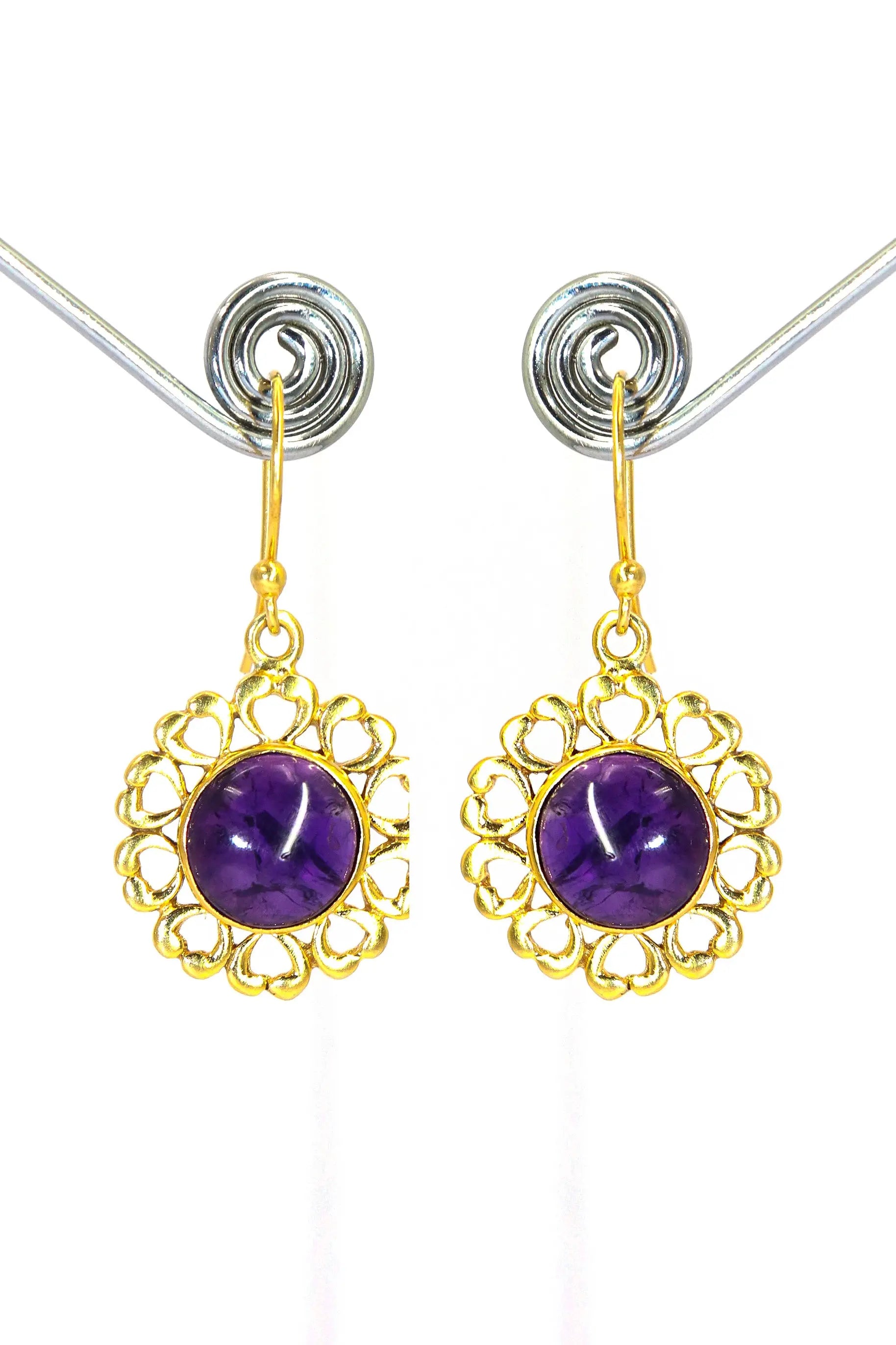 New Arrival Trendy Flower Design with Amethyst Gemstone Earrings VJewels