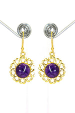 New Arrival Trendy Flower Design with Amethyst Gemstone Earrings VJewels