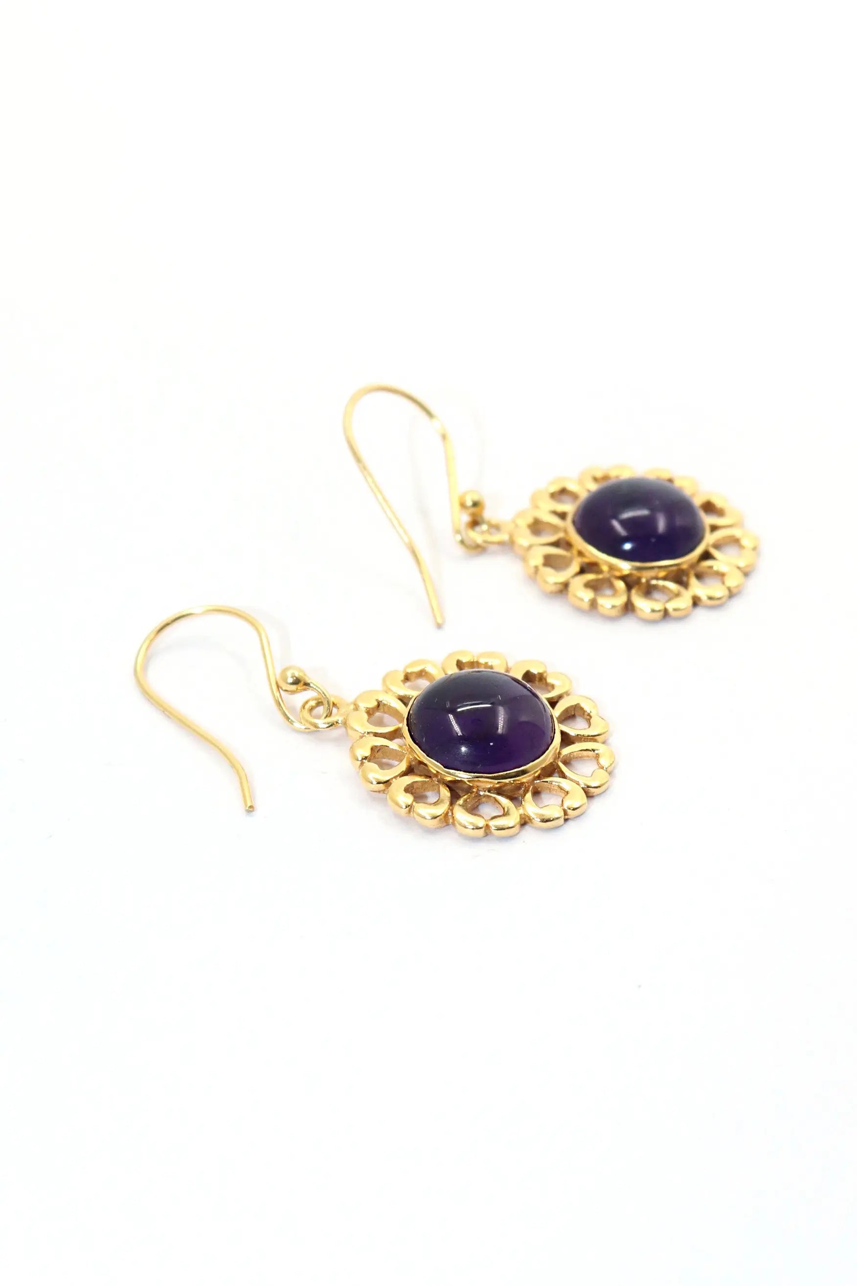 New Arrival Trendy Flower Design with Amethyst Gemstone Earrings VJewels