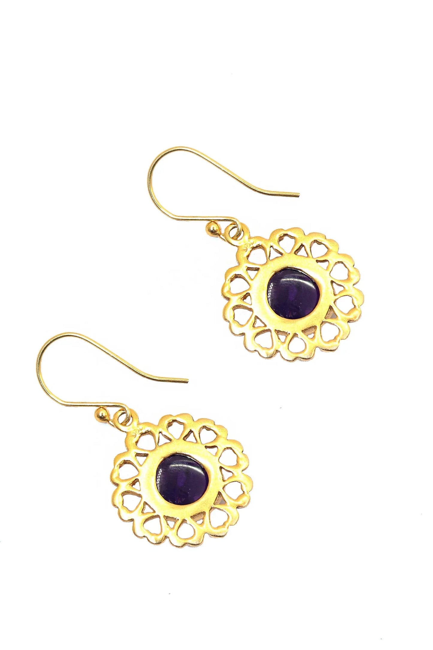 New Arrival Trendy Flower Design with Amethyst Gemstone Earrings VJewels