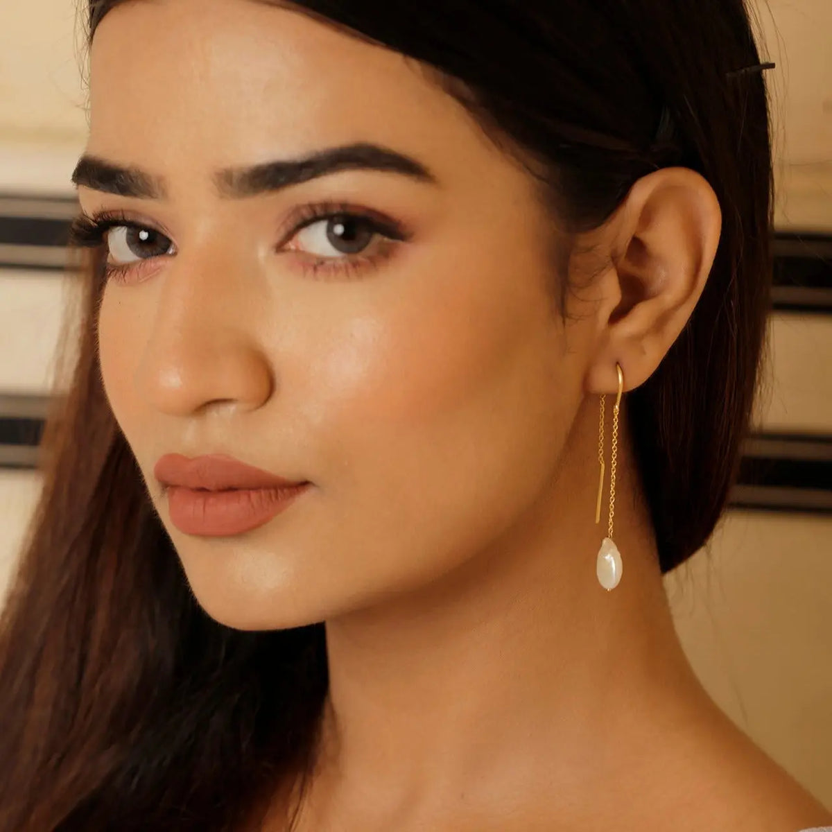 Pearl Sui Dhaga Gold Plated Silver Earring Jewelry Vidita Jewels