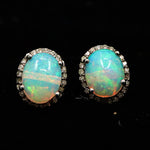 Queen Era Opal Gemstone And Diamond Stud Earring Jewelry VJewels