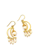 Radiant Gold-Plated Earrings with Stylish Pearl Gemstone Jewelry VJewels
