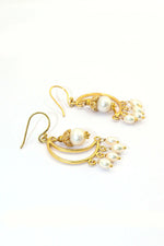 Radiant Gold-Plated Earrings with Stylish Pearl Gemstone Jewelry VJewels