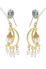 Radiant Gold-Plated Earrings with Stylish Pearl Gemstone Jewelry VJewels