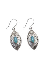 Radiant Marquise Shape Earrings with Elegant Blue Chalcedony Gemstone Earring Jewelry VJewels