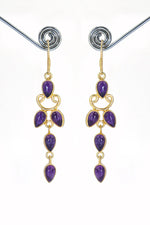 Refined Gold-Plated Earrings Featuring Purple Amethyst Gemstone Drops Earring Jewelry VJewels
