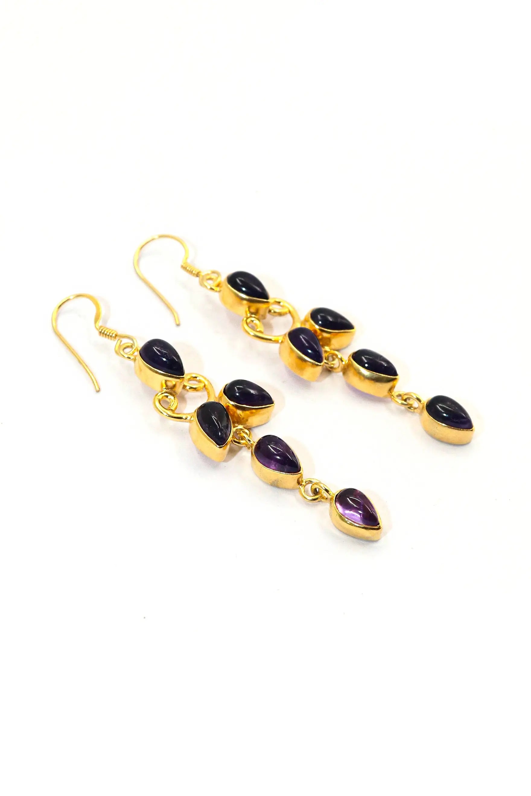 Refined Gold-Plated Earrings Featuring Purple Amethyst Gemstone Drops Earring Jewelry VJewels