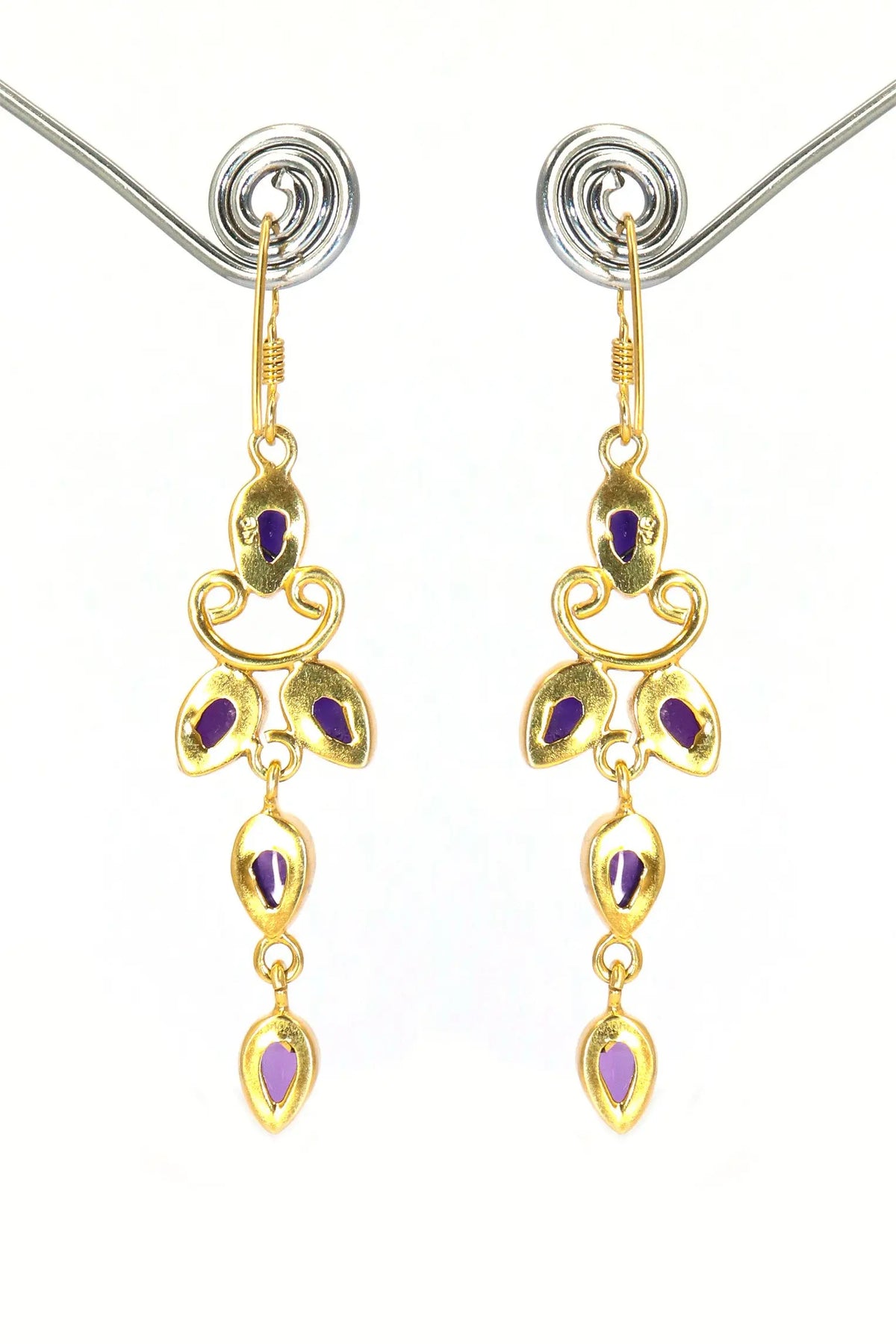 Refined Gold-Plated Earrings Featuring Purple Amethyst Gemstone Drops Earring Jewelry VJewels