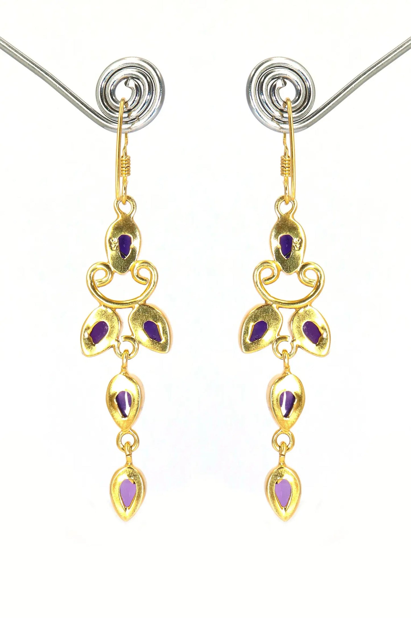 Refined Gold-Plated Earrings Featuring Purple Amethyst Gemstone Drops Earring Jewelry VJewels