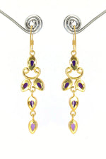 Refined Gold-Plated Earrings Featuring Purple Amethyst Gemstone Drops Earring Jewelry VJewels