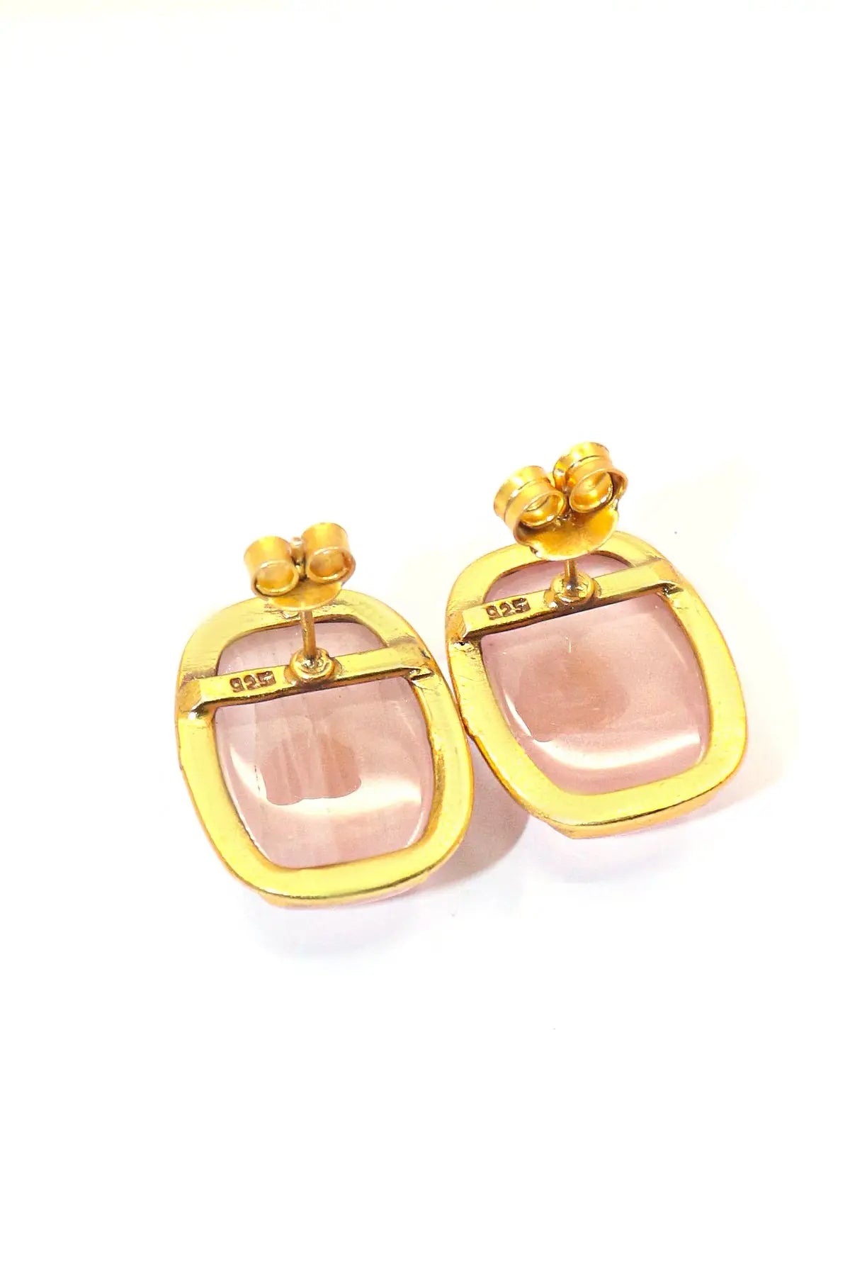 Rose Quartz Gemstone Studs Earring Women Jewelry VJewels