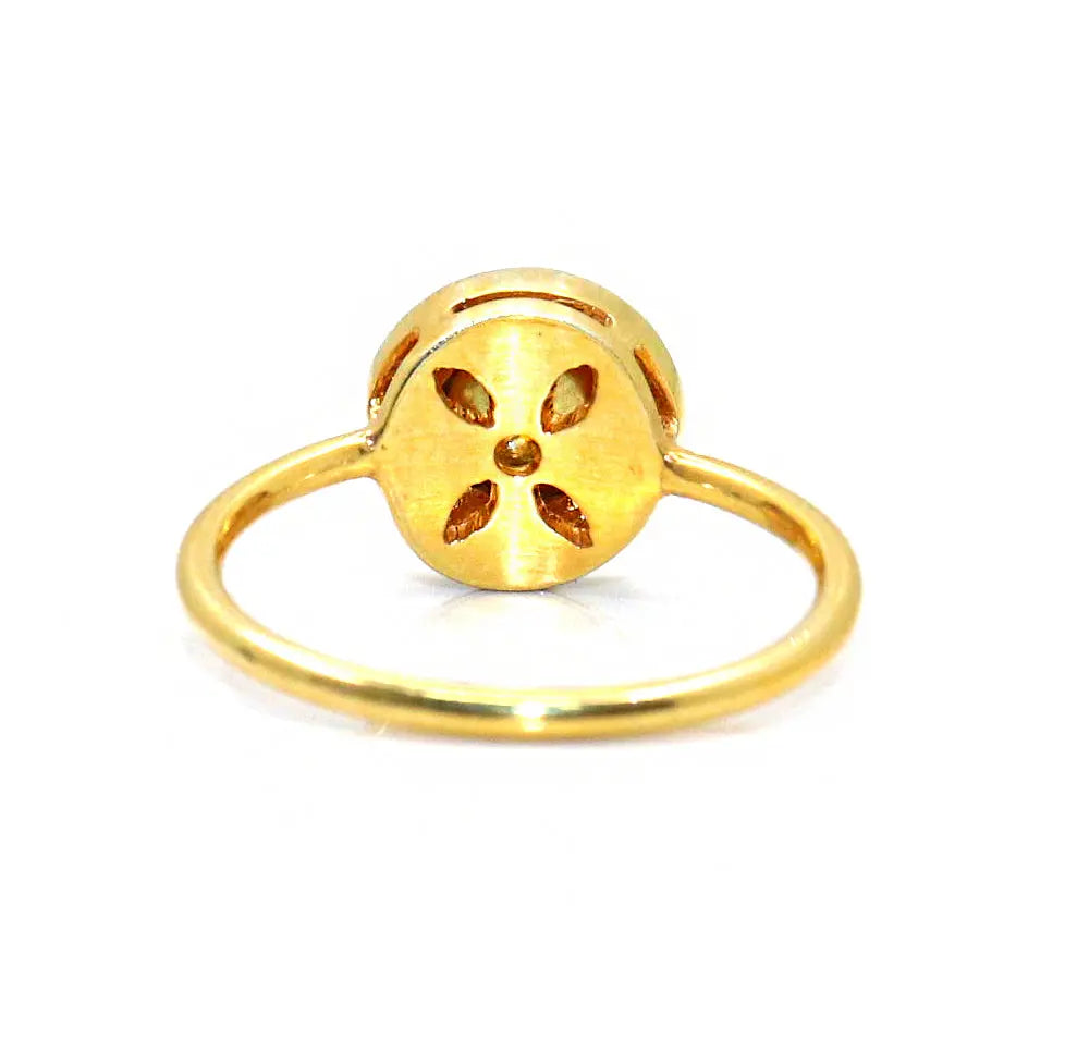 Round Shape Uncut Diamond Polki Gold Plated Ring Jewelry VJewels