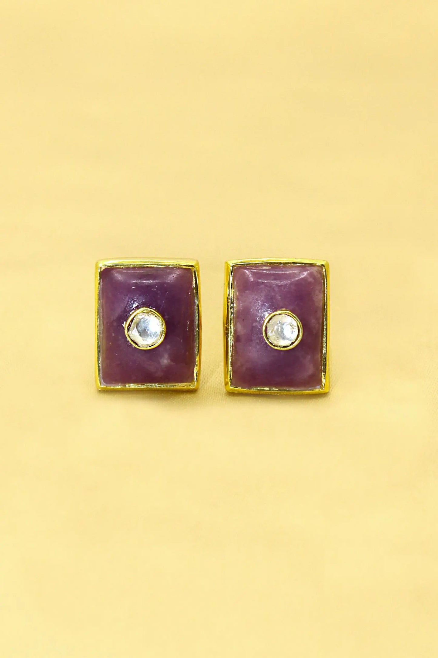 Royal Touch Gold Plated Cufflinks Featuring Sparkling Moissanite and Semi-Precious Stones Men's Jewelry VJewels